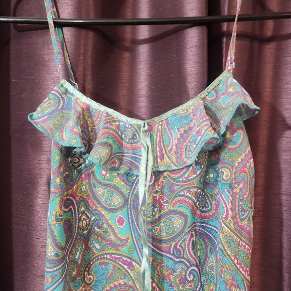 Pink Label Victoria's Secret Teal Paisley Chemise Slip Lingerie Dress Sm - Picture 6 of 15